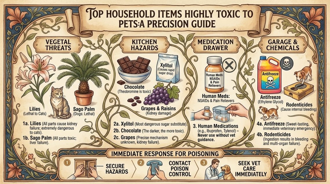 what are the most common household items that are highly toxic to pets