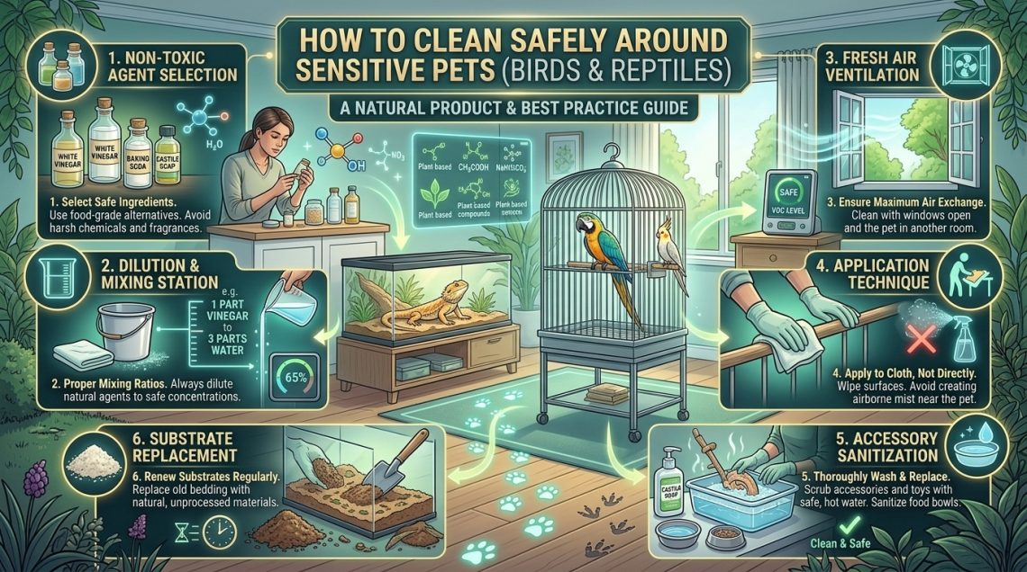 safe natural cleaning products to use around sensitive pets like birds and reptiles