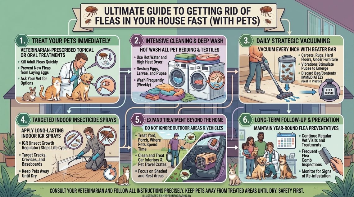 how to get rid of fleas in your house fast when you have pets