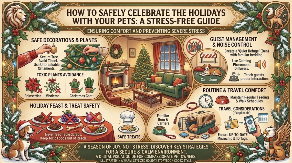 how to safely celebrate the holidays with your pets without causing them severe stress